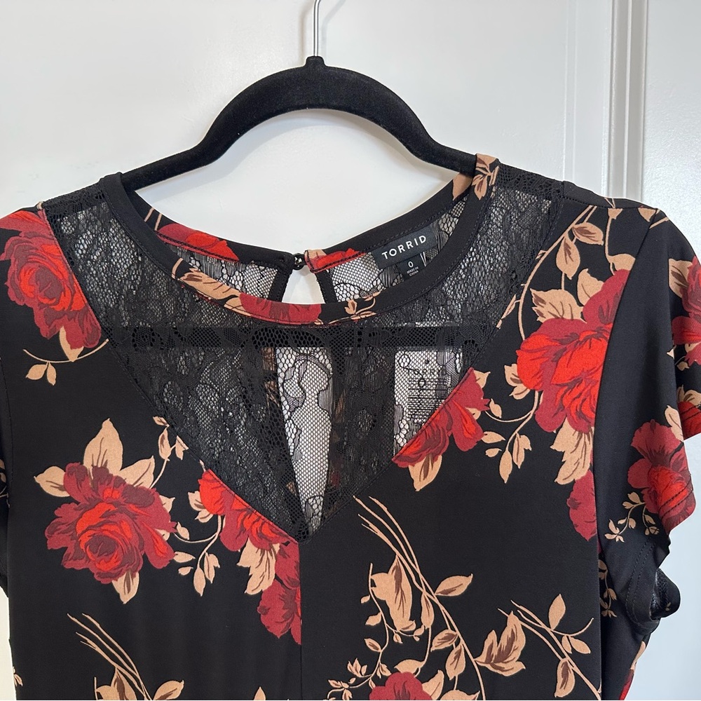 Torrid Floral Boho Black and Red Dress - Picture 5 of 5